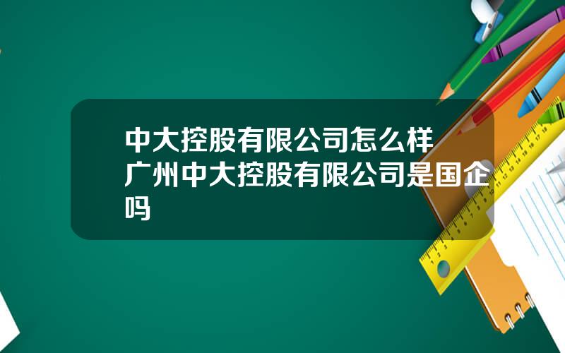 中大控股有限公司怎么样 广州中大控股有限公司是国企吗